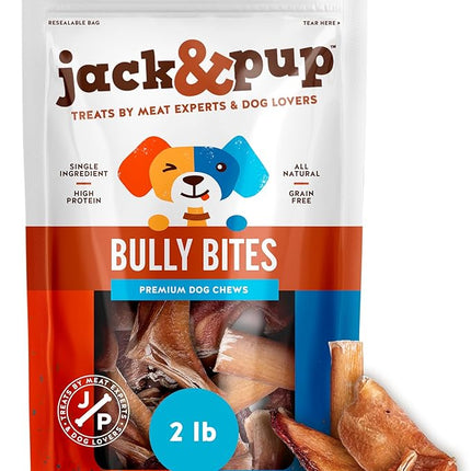 Jack&Pup Bully Bites (2 LB Bag), Small Bully Sticks for Small Dogs, 1-3 Inch Chews for Puppies, Seniors and Smaller Dogs
