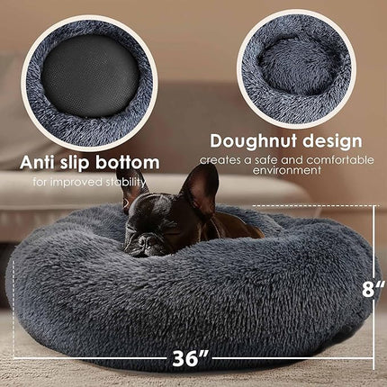 Extra Large Dog Beds, 36 Inch Human Dog Anxiety Relief Comfort Bed, Indestructible & Chew Proof Pet Beds (Dark Grey)