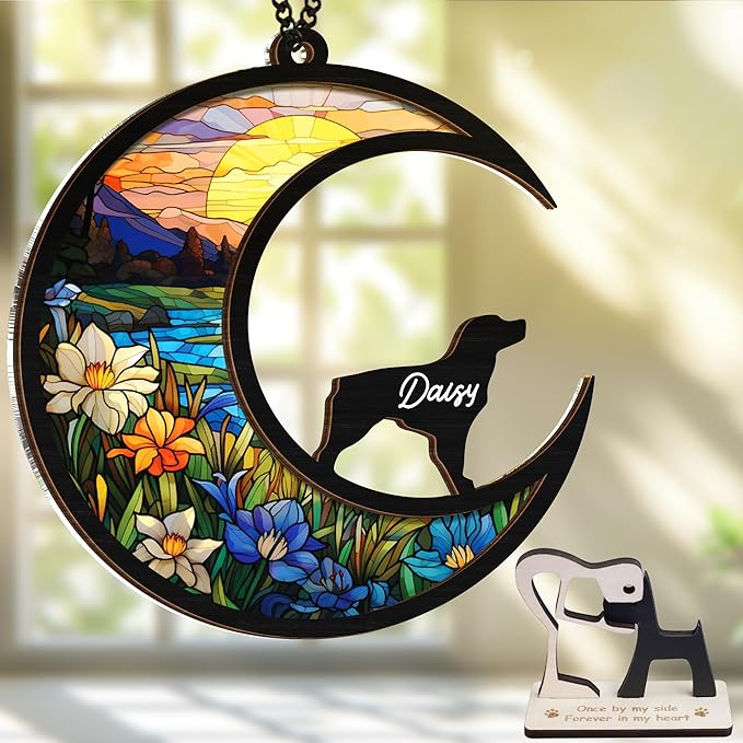 6'' Brittanys Dog Memorial Suncatcher & Pet Lover Sign Gift Personalized Dog Name Ornament Window Hanging Pet of Loss Dog Sympathy Gift for Dog Lovers Car Hanging SCD-B11-6-66