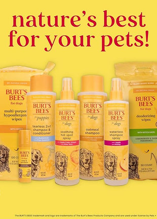 Burt's Bees for Pets Multipurpose Dog Wipes with Honey, Grapefuit Fragrance, 98% Natural Origin Formulas, Hypoallergenic Dog Wipes Cleaning, Dog Cleaning Wipes, Dog Wipes for Paws and Butt, 100ct