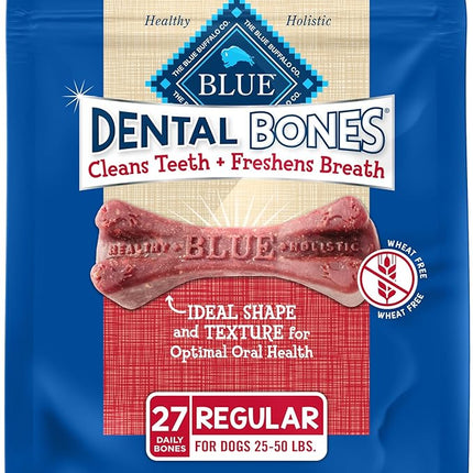 Blue Buffalo Dental Bones Regular Natural Dental Chew Dog Treats Bag Value Pack