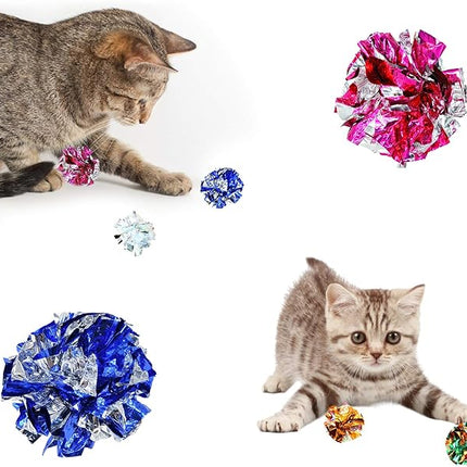 Andiker 10PC Cat Crinkle Balls, 2.36 Inches 5 Colors Kitten Balls Interactive Cat Toys for Indoor Cats to Chew, Chase, Swat, Bite, Hunt to Kill Time and Keep Fit(10 pcs)