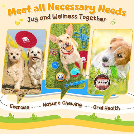 KIPRITII 25 Pack Dog Toys Set – Ideal for Teething, Entertainment & Interactive Play, Includes Puppy Toys, Rope Toys, Treat Balls and Squeaky Dog Toys