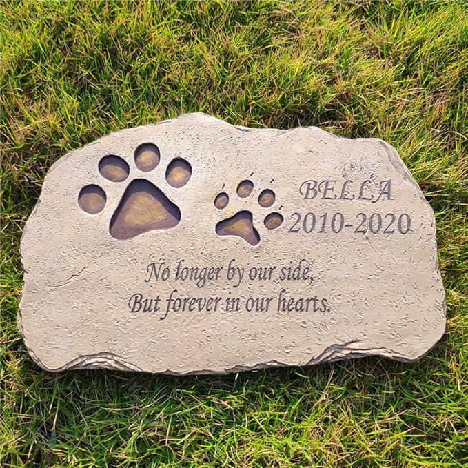 Personalized Pet Memorial Stones Dog Memorial Stones, Paw Prints Pet Dog Grave Markers Garden Stones Loss Stones Engraved with Name and Quote, Pet Dog Grave Stones Headstones for Dog Loss Cat Loss