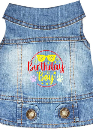 Birthday Gift Boy Dog Jeans Jacket Denim Pet Coat for Puppy Small Dogs Classic Overalls Male Cat Costumes Washed Vest Clothes Outfit T-Shirts (Small)