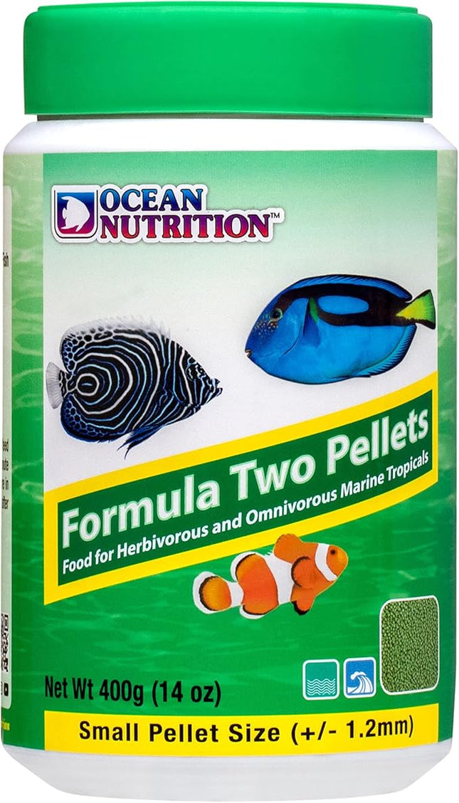 Ocean Nutrition Formula Two Pellets - Fish Food for Herbivorous & Omnivorous Marine Tropical Fish, High Protein(40%) - 14 oz (400 g) Small Pellets