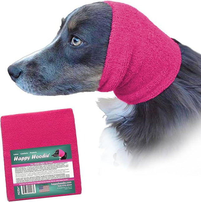Happy Hoodie The Original Dog & Cat Calming Band - American Brand - Anxiety Relief/Noise Protection-Grooming-Thunder-Fireworks (Large, Pink) - Since 2008