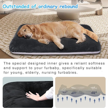 Magic Dog Super Soft Large Dog Bed, 39 Inches Orthopedic Foam Pet Beds with Anti Slip Bottom, Dog Sleeping Mattress with Removable and Washable Cover, Dark Grey L,39'' X 33.5'' X 3.7''
