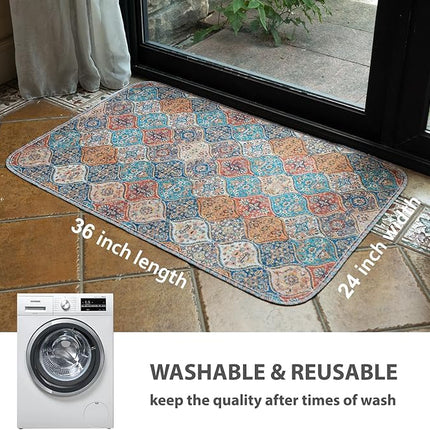 nunubaby 4PACK Washable Pee Pads for Dogs, Stylish, Non-Slip and Leak-Proof Pee Pads. Reusable Potty Pads for Dogs for Crates and Floors.(Cream/Multi, 24" x36")