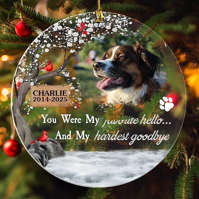 Pavo Personalized Picture Frame Pet Memorial Christmas Ornaments 2025, Loss of Dog Sympathy Gift, Cat Memorial Gifts for Loss of Cat, Dog Remembrance Gift, Custom Christmas Ornament