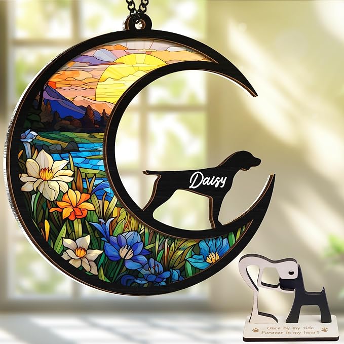 6'' German Shorthaired Pointer Memorial Suncatcher, Personalized Name, Pet Ornament Window Car Hanging, Sympathy Gift for Loss of Pet, Passed Away Remembrance Gift for Dog Lovers SCD-B11-6-54