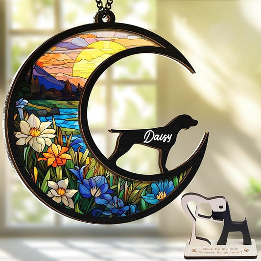 6'' German Shorthaired Pointer Memorial Suncatcher, Personalized Name, Pet Ornament Window Car Hanging, Sympathy Gift for Loss of Pet, Passed Away Remembrance Gift for Dog Lovers SCD-B11-6-54