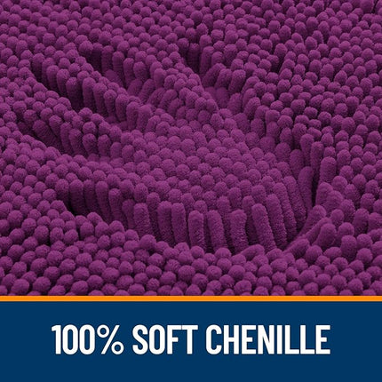 OLANLY Toilet Rugs U-Shaped 24x20, Extra Soft Absorbent Chenille Contour Bathroom Rugs for Toilet, Dry Quickly, Machine Washable, Non-Slip Bath Mat, Purple