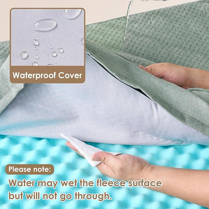 EHEYCIGA Memory Foam Dog Bed XLarge Sized Dogs, Extra Large Dog Bed Orthopedic with Washable Removable Cover, Waterproof XL Pet Bed Couch for Crate, 41x27x6 Inches, Greyish Green