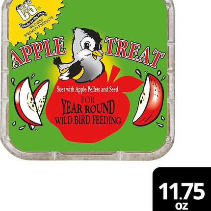 C&S Apple Suet Treat, Wild Bird Food for Fruit Loving Bluebirds, Thrashers, Tanagers, Wrens and Robins, 8 Pack