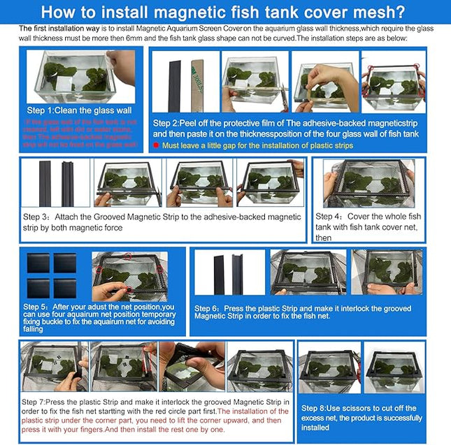 Magnetic Aquarium Anti-Jumping net Cover mesh to Protect Fish Jumping Out of Fish Tank