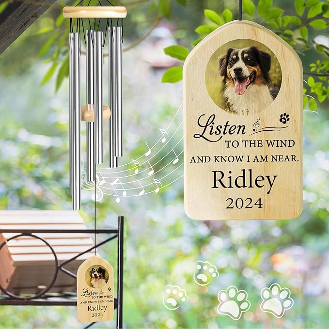 Pet Memorial Gifts, Personalized Pet Memorial Wind Chimes, Pet Loss Gifts, Dog Memorial Gifts for Loss of Dog, Pet Loss Sympathy Gift, Pet Remembrance Gift, in Memory of Pet - I Am Near