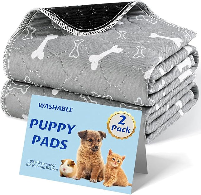 Washable Pee Pads for Dogs, 2Pack Reusable Puppy Pads, Fast Absorbent Dog Pee Pads for Crate Pet Training Pads, Waterproof Whelping Pads for Dogs Bed Mat Crate Indoor (Grey, 18x24)