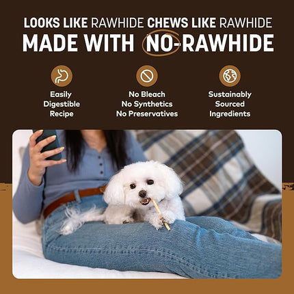 Earth Animal No Hide Stix - Long Lasting Rawhide Free Small Dog Chews Sticks, Venison - 10 Count