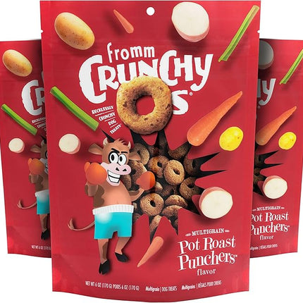 Fromm Crunchy Os Pot Roast Punchers Dog Treats - Premium Crunchy Dog Treats - Beef Recipe - Pack of (3) 6 oz Bags