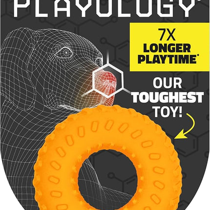 Playology Dog Toys | Dual Layer Ring Durable Chew Toy for Aggressive Chewers | Jumbo Cheddar Cheese Scented Toy - Easy to Clean and Made from Non Toxic Materials