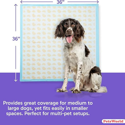 PETSWORLD Giant Dog Potty Pads, Odor-Eliminating, 36" x 36", Ultra Absorbent 5-Layer Leak-Proof Training Pads for Dogs & Cats (36x36 Health Indicating, 100 Count)
