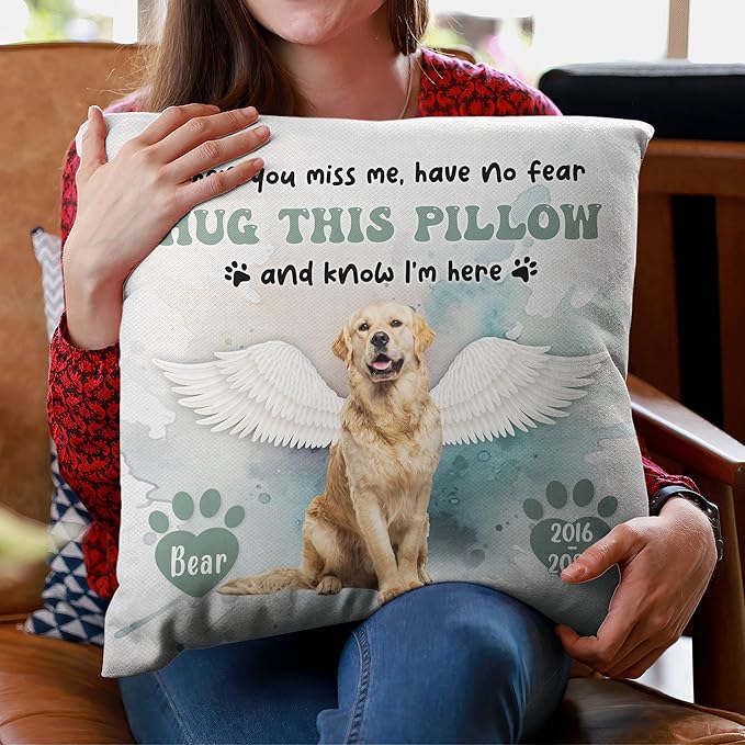 Personalized Pet Memorial Throw Pillow with Photo, Dog Memorial Gifts for Loss of Dog, Pet Memories Gifts for Dogs, Dog Memorial Pillow Pet Loss Sympathy Gift Dog Bereavement Gifts Cat Loss, Dog Loss