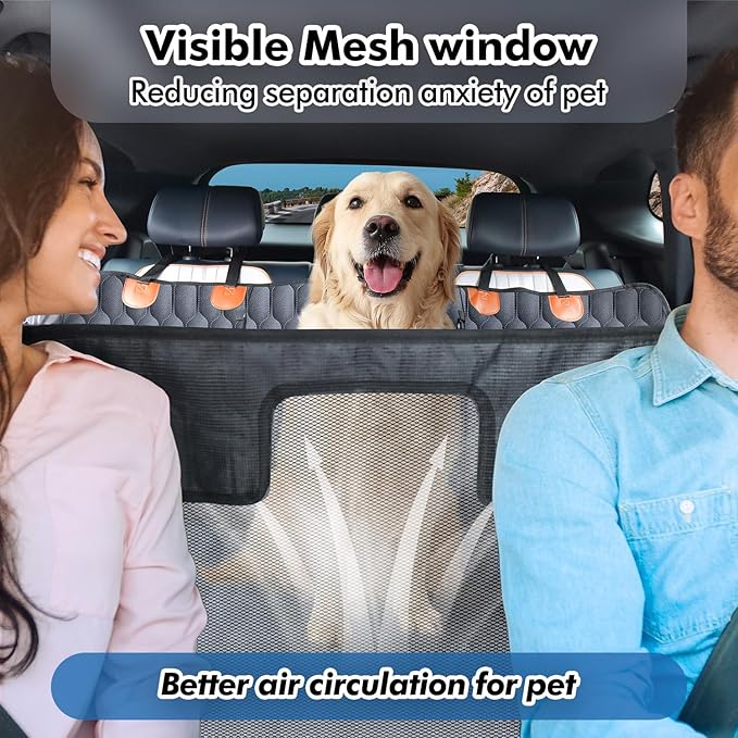 XL 3-in-1 Convertible PU Leather Dog Car Seat Extender & Booster Seat – 400lb Capacity, Waterproof, Hard Bottom, Scratch-Proof Hammock for Cars & SUVs