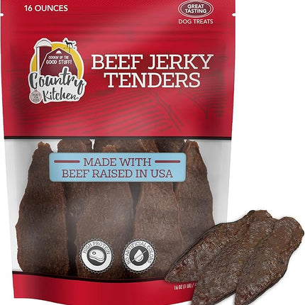 Country Kitchen Beef Jerky Tender Dog Treats, Made with Real Beef, High Protein, Low Fat, No Artificial Colors, 16 oz