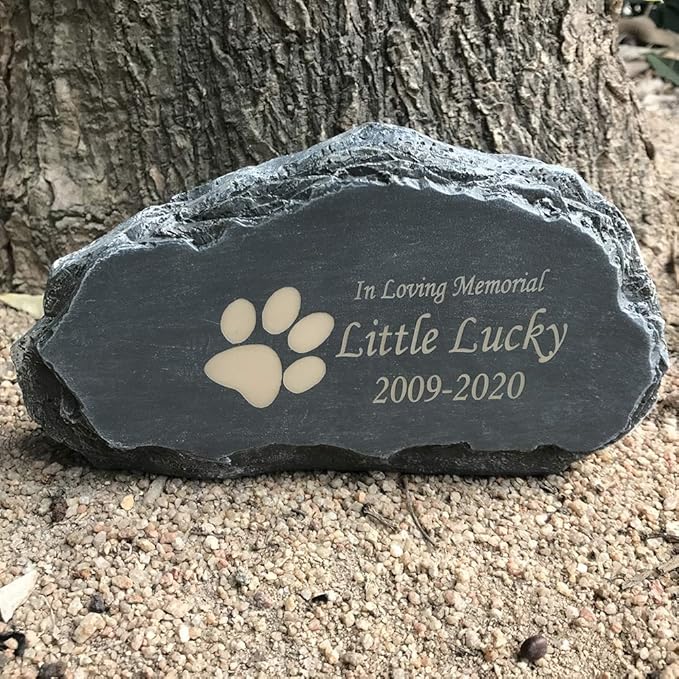 Personalized Pet Memorial Stone, Mountain Shape Pet Grave Marker Tombstone Garden Stone, Customizable Name&Datefor Dogs, Cats, Rabbits, Hamsters and All Other Animals