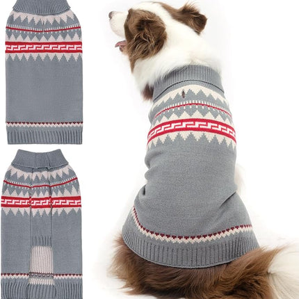 BINGPET Dog Sweater, Turtleneck Classic Knit Dog Sweaters for Small Medium Large Dogs with Leash Hole, Pet Winter Clothes Warm Sweatshirts Outfits for Doggie and Cats Grey(Medium)