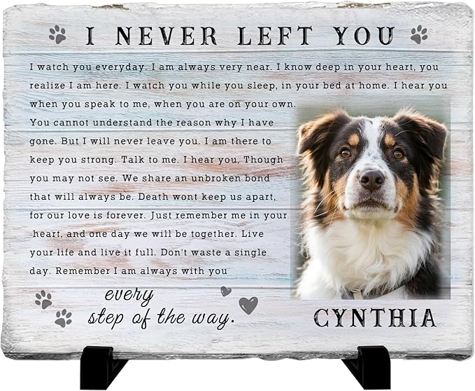 Personalized Pet Memorial Stone, Custom Dog Memorial Gifts for Loss of Dog with Photo Name Date, Dog Remembrance Gift, Loss of Dog Sympathy Gift for Dog Cat Lovers (Quote 12)