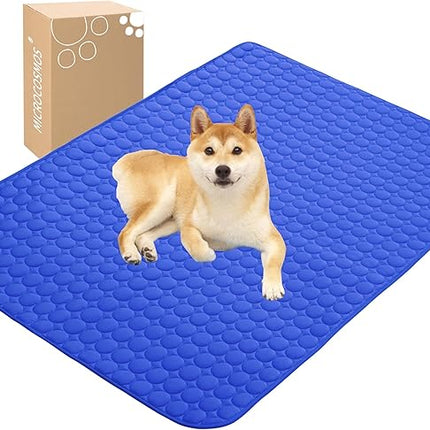 MICROCOSMOS Summer Cooling Mat & Sleeping Pad- Water Absorption Top, Materials Safe, Easy Carry, EZ Clean. Keep Cooling for Pets, Kids and Adults.(Dark Blue, 59" x 40")