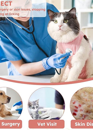 Cat Recovery Suit for Spay Abdominal Wounds, Breathable Cat Onesie for Cats After Surgery Female, Kitten Surgical Recovery Suit Female Cone of Shame Alternative for Cats Anti Licking