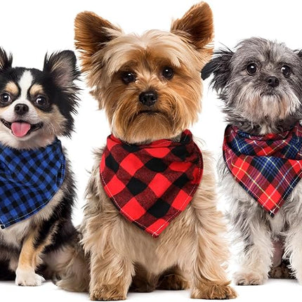 Honoson 6 Pieces Triangle Dog Bandana Dog Scarf Plaid Printing Adjustable Bibs Scarf Washable Square Kerchief Bandana Set for Small to Medium Puppy Cat(22 Inch,Retro Style)