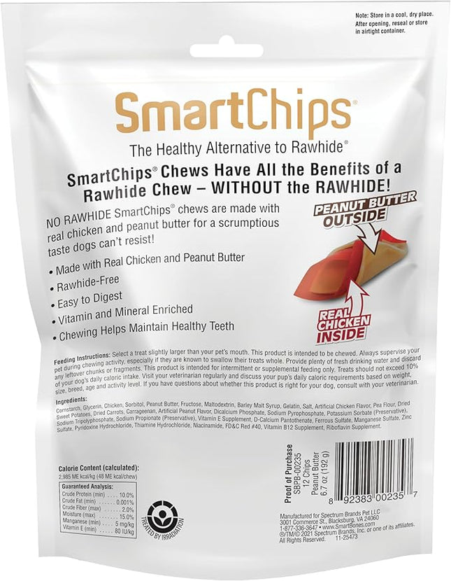 SmartBones SBPB-00235 SmartChips For Dogs, Rawhide-Free 12 Count, Peanut Butter , 6.7 Ounce (Pack of 1)