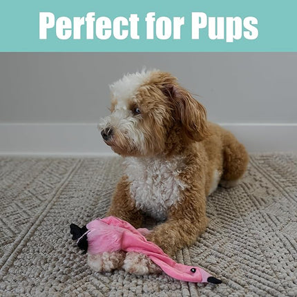 SPOT Skinneeez Flamingo 13 Inch Stuffing-Free Plush Squeaky Dog Toy – Soft Interactive Chew Toy for Small and Medium Dogs – Mess-Free Play for Light & Moderate Chewers