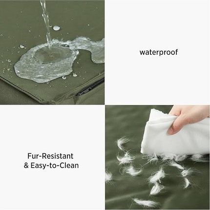 LE SURE Outdoor Waterproof Dog Crate Bed Large Sized Dog, Orthopedic Egg Crate Foam Pet Bed with Oxford Fabric Surface and Removable Washable Cover, Pet Mat 35''x22'', Green