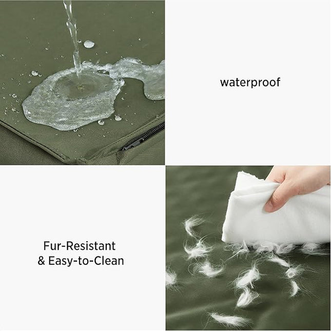 LE SURE Outdoor Waterproof Dog Beds Large Sized Dog, Orthopedic Egg Crate Foam Pet Bed with Oxford Fabric Surface and Removable Washable Cover, Pet Mat 36''x27'', Green