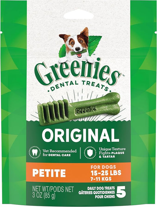 Greenies Original Petite Dental Dog Treats, 3 oz. Pack (5 Treats)