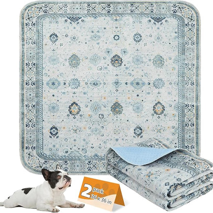 KOOLTAIL Washable Pee Pads for Dogs, 2 Pack Super Absorbent Reusable Puppy Training Pads Waterproof, Nonslip and Leak-Proof Dog Pee Pads, Large Pet Mats Whelping Pads for Floor, Crate, Couch 36"x36"