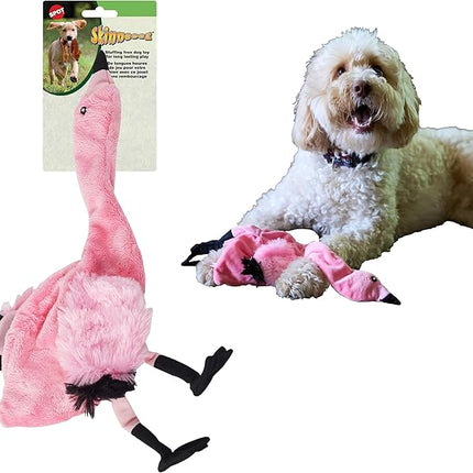 SPOT Skinneeez Flamingo 19 Inch Stuffing-Free Plush Dog Toy with Dual Squeakers – Long Interactive Chew Toy for Medium and Large Dogs – Mess-Free Play for Light & Moderate Chewers