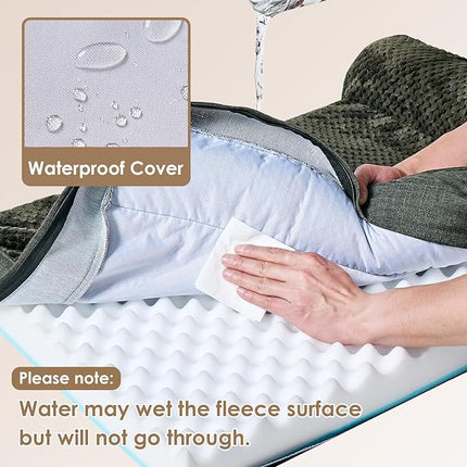 EHEYCIGA Memory Foam Dog Bed XXL, Giant Dog Bed Orthopedic with Washable Removable Cover, Waterproof Pet Bed Couch for Jumbo Dogs, 48x36x7 Inches, Dark Green