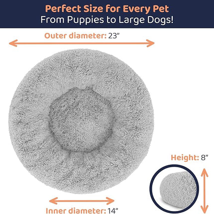 Donut Dog Bed - Premium Comfort for Anxiety Relief - Fluffy & Calming Design with Ultra-Plush Support | Cozy Round Dog Bed with Super Soft Circle Style (Grey, Small)
