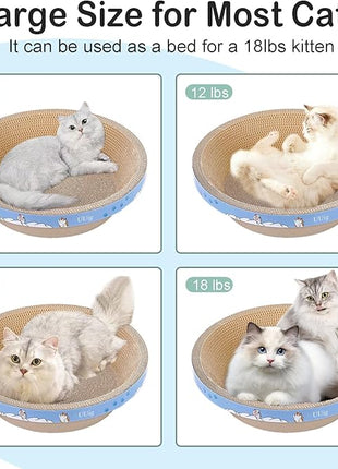 Cat Scratcher, 17.7x17.7 inches Cardboard Cat Scratchers for Indoor Cats, Large Cat Scratching Board, Round Bowl Cat Scratch Pad Bed with Catnip