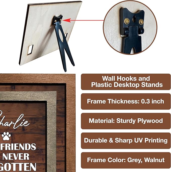 Customized Pet Sympathy Gifts Picture Frame Losing A Dog Home Decor Personalized Pet Memorial Frame Pet Loss Sign Natural Wood Bereavement Gifts for Him or Her Sentimental Quote Keepsake