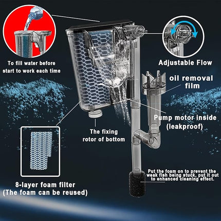 Glass Betta Aquarium Starter Kits 1.5 Gallon Small Fish Tank, Betta Fish Tank with LED Light, Power Filter, Black. 4mm Glass