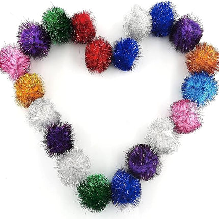 20 Pcs Assorted Color Flash Ball Cat's Favorite Toy Ball Tinsel Pom Poms Flash.