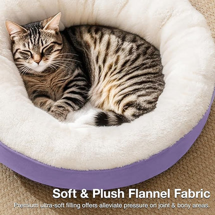 Love's cabin Round Donut Cat and Dog Cushion Bed, 20in Pet Bed for Cats or Small Dogs, Anti-Slip & Water-Resistant Bottom, Super Soft Durable Fabric Pet beds, Washable Luxury Bed Lavender