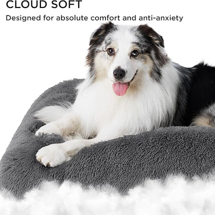 Bedsure Washable Large Dog Bed for Crate, Faux Fur Dog Crate Pad for Large Breed, Plush Soft Comfort Dogs Sleeping Mat, Anti-Slip Pet Kennel Pad, 35" x 23", Dark Grey